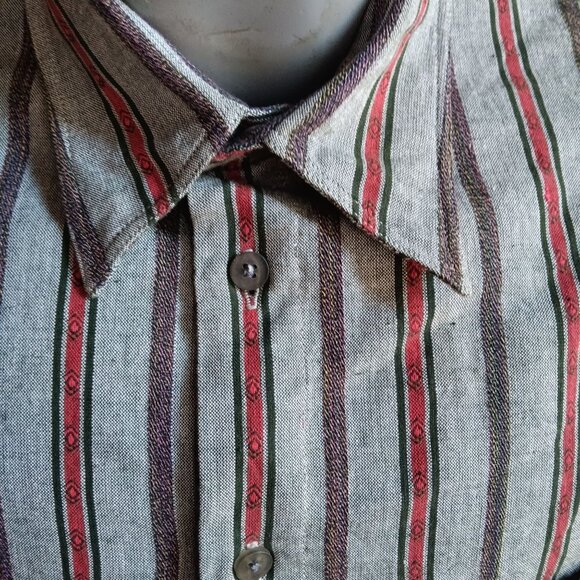 Vintage Mens Shirt Medium LEVIS DOCKERS PREPPY 1990's 90s STRIPED Logo Oversized - Picture 2 of 6